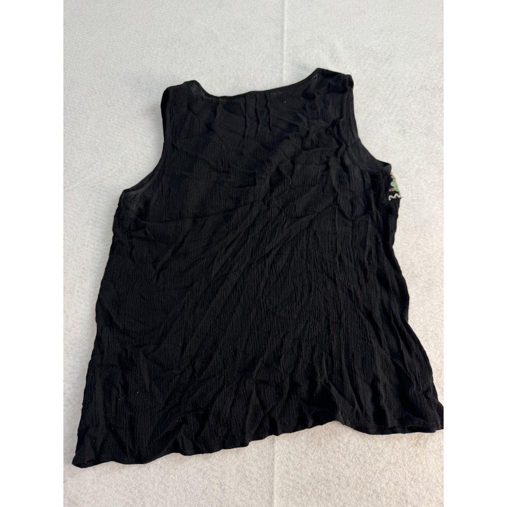 THML Tank Top Womens Medium Black Embroidered Floral Boho Scoop Neck Sleeveless - Picture 7 of 8